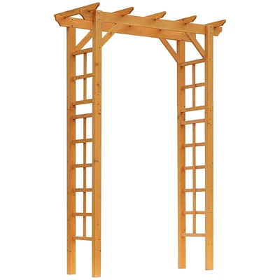 Simplie Fun 85" Wooden Garden Arbor for Wedding and Ceremony, Outdoor Garden Arch Trellis for Climbing Vines - Orange