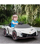 Streamdale Furniture Lamborghini Veneno Licensed Kids Electric Car with Bluetooth, 12V Ride on Car with Butterfly Doors, Remote Control, Portable Batt