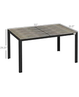 Streamdale Furniture Outdoor Dining Table for 6 People, Aluminum Rectangular Patio Table with Faux Wood Tabletop for Backyard, Lawn, Balcony, Poolside