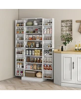 65" Kitchen Pantry Cabinet, Modern Storage Cabinet with Doors and Shelves, Freestanding Cupboard for Dining Room, White