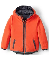 Lands' End Boys Reversible Fleece Puffer Hooded Jacket