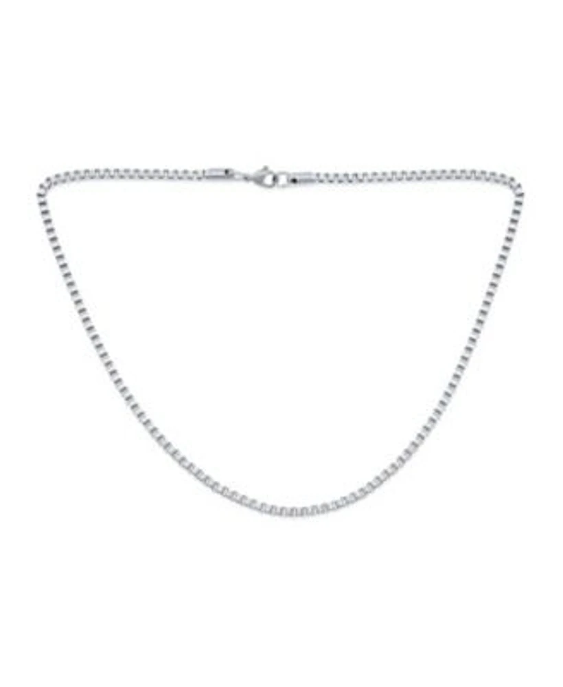 Bling Jewelry Masculine Venetian Box Chain Necklace Silver Tone Stainless Steel 3mm