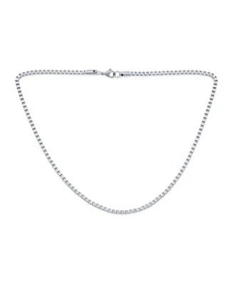 Bling Jewelry Masculine Venetian Box Chain Necklace Silver Tone Stainless Steel 3mm