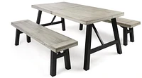 Simplie Fun Valverde 3-Piece Gray Acacia Wood Picnic Dining Set