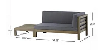 Oana Right Corner Bench And Coffee Table, Dark Grey