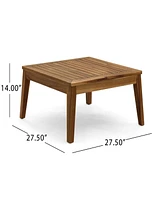 Acacia Wood Corner And Coffee Table Set: Classic Homey Style With Water-Resistant Cushions