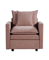 Chenille Fabric Comfy Deep Single Seat Sofa Upholstered Reading Armchair Living Room