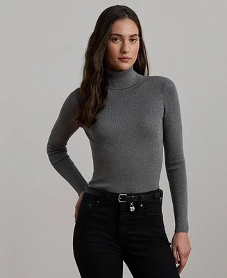 Lauren Ralph Lauren Metallic Ribbed Turtleneck Sweater