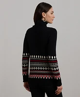 Lauren Ralph Women's Fair Isle Cotton Shawl-Collar Cardigan