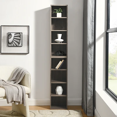 8-Tier Media Tower Rack, Cd Dvd Slim Storage Cabinet with Adjustable Shelves, Tall Narrow Bookcase Display Bookshelf for Home Office, Multi-functional