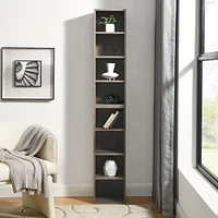 8-Tier Media Tower Rack, Cd Dvd Slim Storage Cabinet with Adjustable Shelves, Tall Narrow Bookcase Display Bookshelf for Home Office, Multi-functional