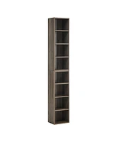 8-Tier Media Tower Rack, Cd Dvd Slim Storage Cabinet with Adjustable Shelves, Tall Narrow Bookcase Display Bookshelf for Home Office, Multi-functional