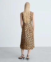 Mango Women's Leopard-Print Shirt Dress