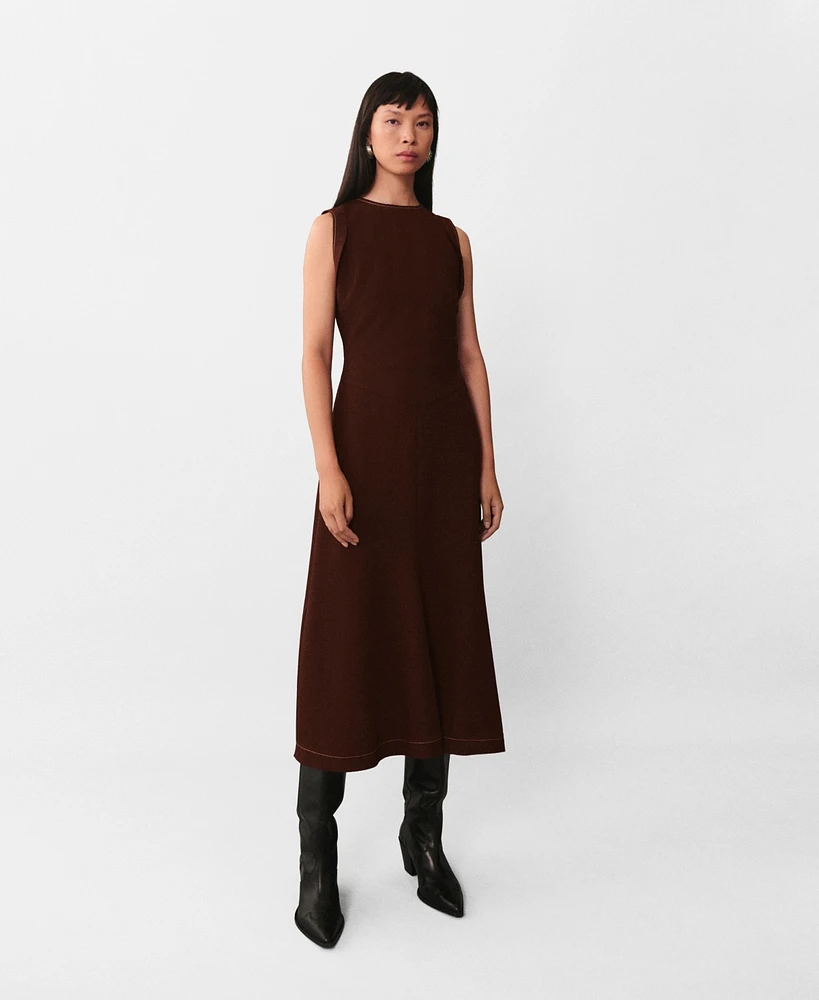 Mango Women's Decorative Stitching Midi-Dress