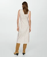 Mango Women's Check-Print Midi-Dress