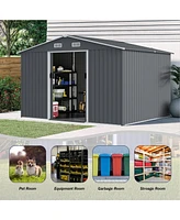 Simplie Fun Outdoor Storage Shed 8 x 12 Ft Large Metal Tool Sheds with Window