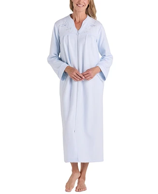 Miss Elaine Women's Embroidered Waffle-Knit Nightgown