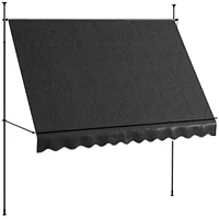 Streamdale Furniture Manual Retractable Awning, 118" Non-Screw Freestanding Patio Sun Shade Shelter with Support Pole Stand and Uv Resistant Fabric