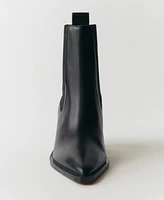 Mango Women's Leather Pointed Ankle Boots
