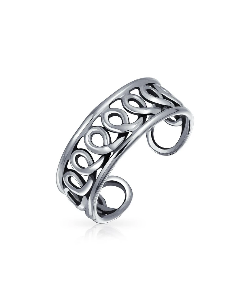 Bling Jewelry Infinity Swirl Wire Midi Wide Band Toe Ring Silver Sterling Mid Finger