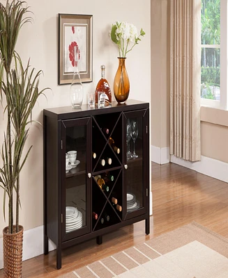 Kings Brand Furniture Wine Bar Cabinet for Liquor and Coffee Buffet, Sideboard with Storage Shelves for Dining Living Room Kitchen (Espresso)