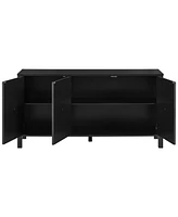 Sideboard with Curved Swirl Patterned Doors and Artistic Three-Door Design, Suitable for Living Rooms, Entrance and Study