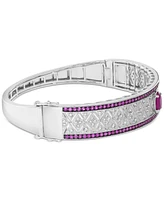 Effy Ruby (1-7/8 ct. t.w.) & Diamond (1 ct. t.w.) Filigree Bangle Bracelet in Sterling Silver