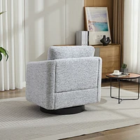 31.5" W Swivel Accent Chair and Comfy Round Accent Single Sofa Chair, 360 Degree Club Chair, Lounge Armchair for Living Room, Bedroom.Nursery.Whi