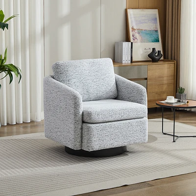 31.5" W Swivel Accent Chair and Comfy Round Accent Single Sofa Chair, 360 Degree Club Chair, Lounge Armchair for Living Room, Bedroom.Nursery.Whi
