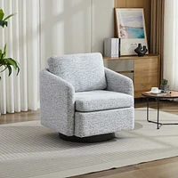 31.5" W Swivel Accent Chair and Comfy Round Accent Single Sofa Chair, 360 Degree Club Chair, Lounge Armchair for Living Room, Bedroom.Nursery.Whi