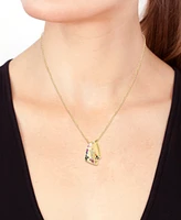 Effy Multi-Sapphire (5/8 ct. t.w.) & Diamond (1/20 ct. t.w.) Scattered Cluster Geometric 18" Pendant Necklace in 14k Gold