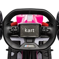12V Electric Go Kart for Kids, Outdoor Ride-On Toy with Forward Backward Drive & Adjustable Speed, Gift for Child 3-8 Years Old, Pink