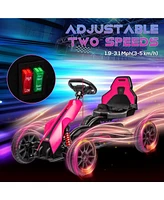 12V Electric Go Kart for Kids, Outdoor Ride-On Toy with Forward Backward Drive & Adjustable Speed, Gift for Child 3-8 Years Old, Pink