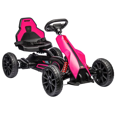 12V Electric Go Kart for Kids, Outdoor Ride-On Toy with Forward Backward Drive & Adjustable Speed, Gift for Child 3-8 Years Old, Pink