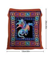 Slickblue 3D Dragon Flannel Throw Blanket Soft Lightweight Fleece for Couch Bed Travel 130x150cm