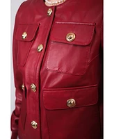 Furniq Uk Women's Leather Jacket, Burgundy, Created for Macy's