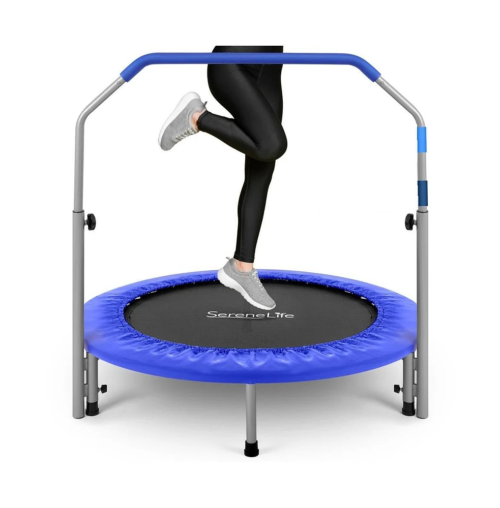 SereneLife Sports Jumping Fitness Trampoline With Adjustable Handrail