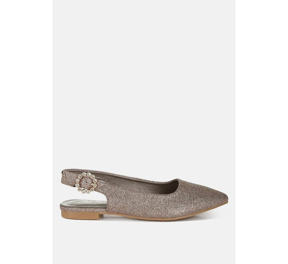 London Rag Giora Glitter Slingback Flat Sandals