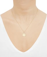 Polished Sunray Round Disc 18" Pendant Necklace in 10k Gold
