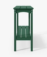 55" Outdoor Patio Hdpe Adirondack 2-Tier Shelf Console Table