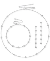 3-Pc. Set Diamond Heart Station Collar Necklace, Bracelet & Linear Drop Earrings (1/5 ct. t.w.) in Sterling Silver