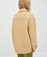 Mango Women's Double Breasted Virgin Wool Coat