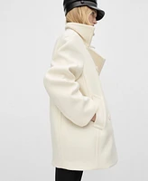 Mango Women's Double Breasted Virgin Wool Coat