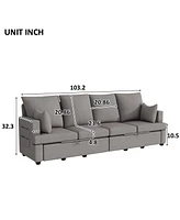 Simplie Fun Modern Modular Sofa, 4 Seat Chenile sectional Couch Set with 2 pilows lncluded, freely CombinableIndoor Funiture for Living Room, Apartmen