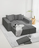 Streamdale Furniture Modern Upholstered Sectional Sofa Couch Set, Modular 132" L Shaped Sectional Living Room Sofa Set With 6 Pillows, Free Combinatio