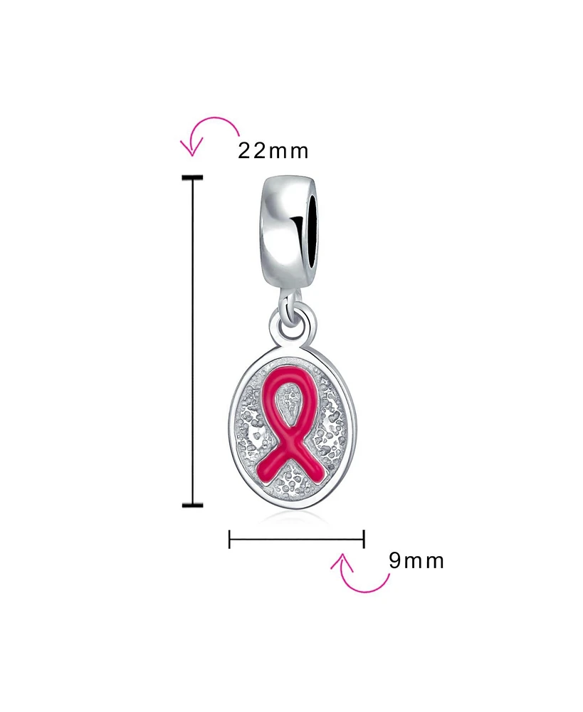 Bling Jewelry Pink Breast Cancer Survivor Dangle Charm Bead .925 Sterling Silver