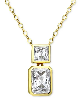 Giani Bernini Cubic Zirconia Octagon & Square Pendant Necklace in 18k Gold-Plated Sterling Silver, 16" + 2" extender, Created for Macy's