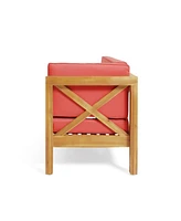 Simplie Fun Brava X-Back Corner Bench-r With Coffee Table, Red