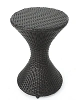 Hourglass Wicker Side Table With Iron Frame For Outdoor Decor