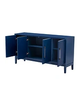 Versatile Four-Door Sideboard with Brushed Doors and Fir Veneer, Featuring Elegant Handles, Perfect for Various Spaces.